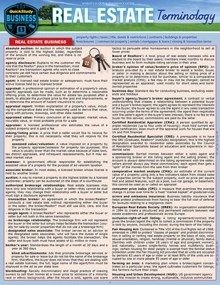 Real Estate Terminology: A Quickstudy Laminated Reference Guide by Redington, Jassamine