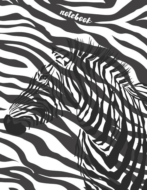 Notebook: Collage Ruled Composition Notebook, Zebra With Black And White Strips Background by Publish, Jasmine