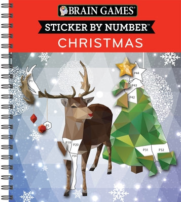 Brain Games - Sticker by Number: Christmas (28 Images to Sticker - Reindeer Cover): Volume 1 by Publications International Ltd