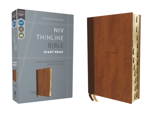 Niv, Thinline Bible, Giant Print, Leathersoft, Brown, Red Letter, Thumb Indexed, Comfort Print by Zondervan