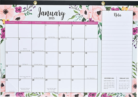 2025 Floral Desk Pad and Wall Calendar (11 X 17) - (12-Month Calendar with 152 Bonus Stickers!) by Peter Pauper Press Inc