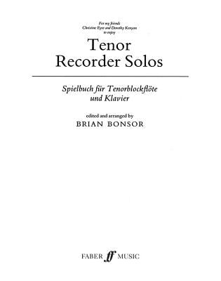 Tenor Recorder Solos by Bonsor, Brian