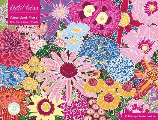 Adult Sustainable Jigsaw Puzzle Kate Heiss: Abundant Floral: 1000-Pieces. Ethical, Sustainable, Earth-Friendly by Flame Tree Studio