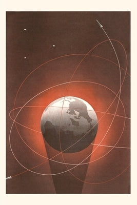 Vintage Journal Rocket Paths around Globe by Found Image Press