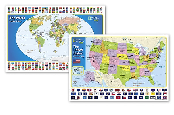 National Geographic World and United States for Kids Maps (Poster Size: 36 X 24 In) [Map Pack Bundle] by National Geographic Maps