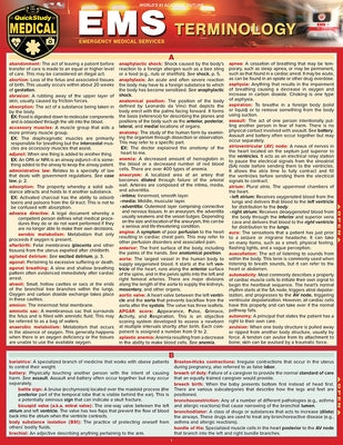 EMS Terminology: A Quickstudy Laminated Reference Guide by Barcharts Publishing Inc