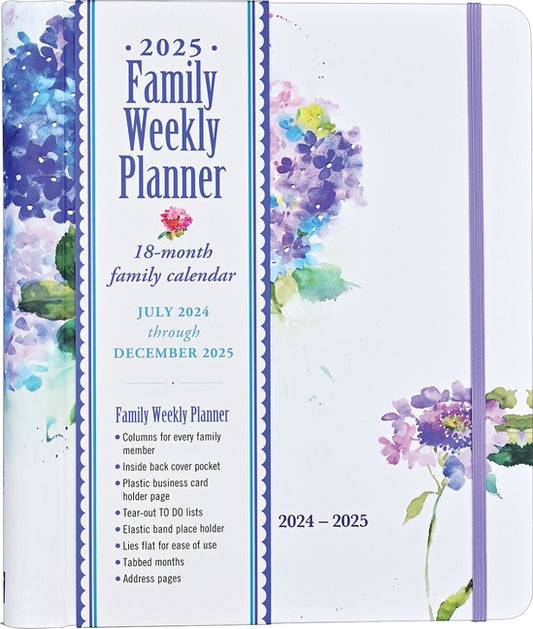 2025 Hydrangeas Family Weekly Planner (18 Months, July 2024 to Dec 2025) by Peter Pauper Press Inc