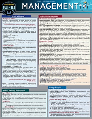 Management: A Quickstudy Laminated Reference Guide by Milite, George A.