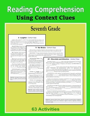 Reading Comprehension - Using Context Clues - Seventh Grade by Mahoney, C.