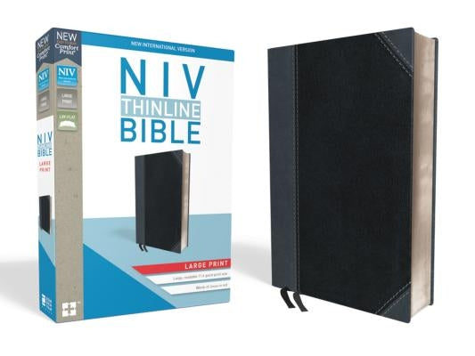 NIV, Thinline Bible, Large Print, Imitation Leather, Black/Gray, Red Letter Edition by Zondervan