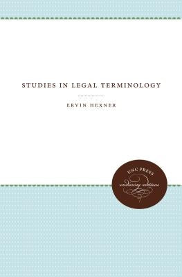Studies in Legal Terminology by Hexner, Ervin