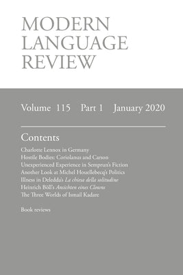 Modern Language Review (115: 1) January 2020 by Connon, Derek F.