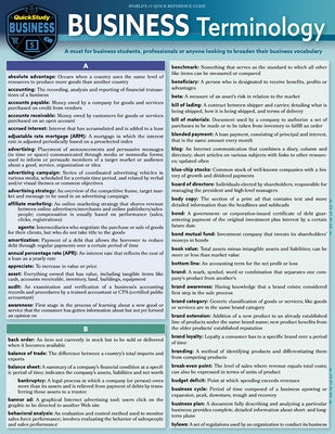 Business Terminology: A Quickstudy Laminated Reference Guide by Scerbo, Jason