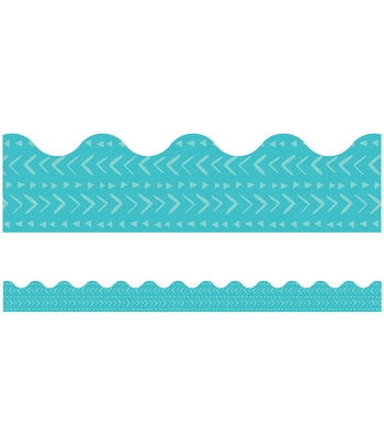 One World Blue Batik Scalloped Bulletin Board Borders by Carson Dellosa Education