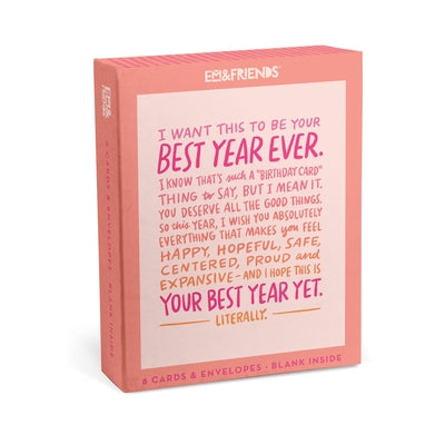 Best Year Yet Birthday Cards with Envelopes (Box of 8) by Em & Friends