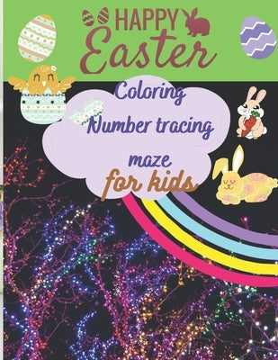 happy Easter coloring book for kids, funny Scenes: Easter basket stuffer und book for kids, 95 pages, copy, complete the picture, number tracing, by Publishing, Blue