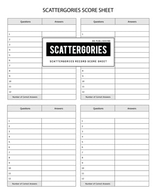 BG Publishing Scattergories Score Sheet: Scattergories Game Record Keeper for Keep Track of Who's Ahead In Your Favorite Creative Thinking Category Ba by Publishing, Bg