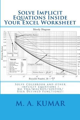 Solve Implicit Equations Inside Your Excel Worksheet: Solve Colebrook and other implicit equations in seconds! by Kumar, M. a.