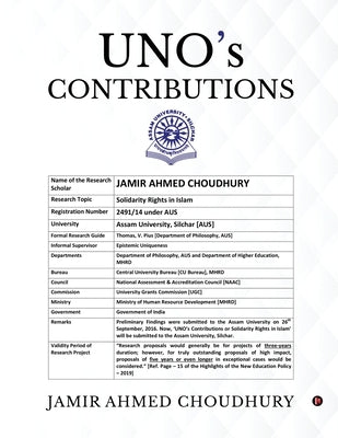 UNO's Contributions: Solidarity Rights in Islam by Jamir Ahmed Choudhury