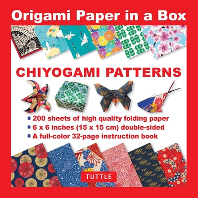 Origami Paper in a Box - Chiyogami Patterns: 200 Sheets of Tuttle Origami Paper: 6x6 Inch Origami Paper Printed with 12 Different Patterns: 32-Page In by Tuttle Publishing