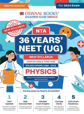 Oswaal NEET (UG) 36 Years Chapter-wise Topic-wise Solved Papers Physics For 2024 Exams ( New Edition) by Oswaal Editorial Board