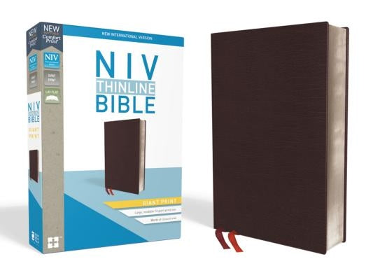 NIV, Thinline Bible, Giant Print, Bonded Leather, Burgundy, Indexed, Red Letter Edition by Zondervan