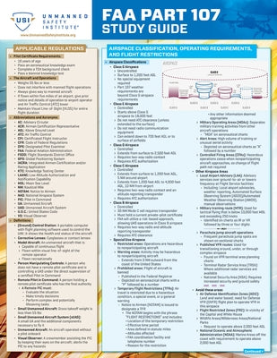FAA Part 107 Drone Study Guide: A Quickstudy Laminated Reference Guide by Unmanned Safety Institute (Usi)