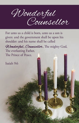 Advent Bulletin: Wonderful Counsellor (Package of 100): Isaiah 9:6 (Kjv) by Broadman Church Supplies Staff
