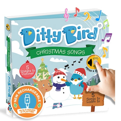 Ditty Bird Christmas Songs Interactive Sound Book for Toddlers 1- 3 Holiday Musical Book Stocking Stuffers Gift for 1 Year Old by Ditty Bird