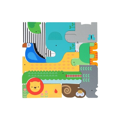 Wooden Puzzle + Play: Shaped Safari Animals by Petit Collage