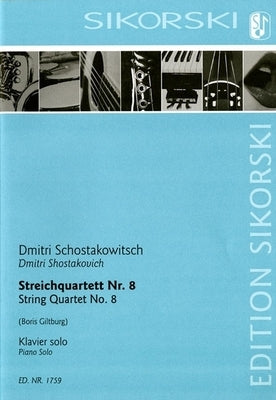 String Quartet No. 8 Arranged for Solo Piano by Shostakovich, Dmitri