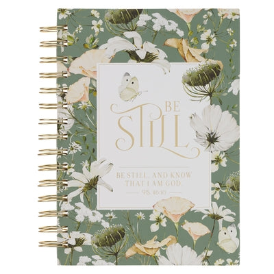 Christian Art Gifts Inspirational Journal, Be Still Wide Ruled Notebook, Psalm 46:10 Bible Verse, Green, 192 Lined Pages W/Scripture, (8.4" X 6.4" X 1 by 