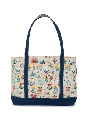 Books & Blooms Zippered Boat Tote by Out of Print