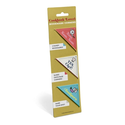 Cookbook Lovers Bookmark Corners, Set of 3 Unique Cardstock Bookmarks by Knock Knock