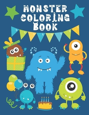 Monster Coloring Book: Funny & Cute Little Monsters Easy Fun Color Pages For Kids by Kids Purple Press