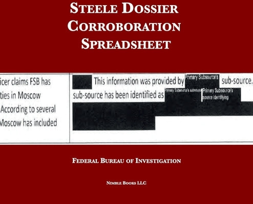 Steele Dossier Corroboration Spreadsheet by Federal Bureau of Investigation
