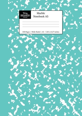 Marble Notebook A5: Turquoise Marble Wide Ruled Journal by Young Dreamers Press