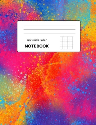 5x5 Graph Paper Notebook: 8.5 x 11 inches - 100 pages Quad Ruled - Colorful Paint Spray Pink Yellow Orange Blue Cover - Perfect for everyone - by Publishing, Gift Book