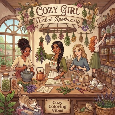 Cozy Girl Herbal Apothecary: Cute Comfy Adult Botanical Wellness Coloring Book Fun Daily Self-Care Ritual Moments & Vintage Home Hygge Herbalist Remed by Vibes, Cozy Coloring