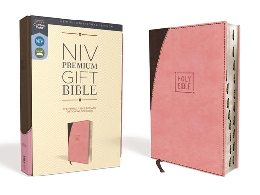 Niv, Premium Gift Bible, Leathersoft, Pink/Brown, Red Letter Edition, Indexed, Comfort Print by Zondervan
