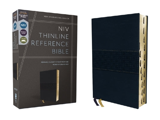 Niv, Thinline Reference Bible, Leathersoft, Navy, Red Letter, Thumb Indexed, Comfort Print by Zondervan