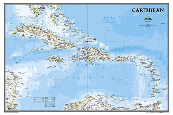 National Geographic Caribbean Wall Map - Classic (Poster Size: 36 X 24 In) by National Geographic Maps