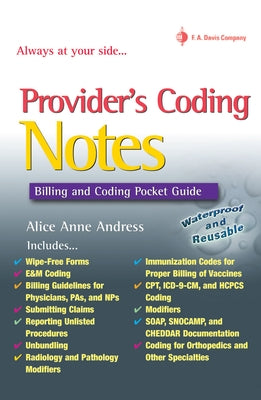 Provider's Coding Notes: Billing & Coding Pocket Guide by Andress, Alice Anne