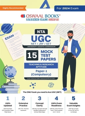 Oswaal NTA UGC NET/JRF/SET Paper-1 (Compulsory) 15 Year's Mock Test Papers Teaching & Research Aptitude Yearwise 2015-2023 For 2024 Exam by Oswaal Editorial Board
