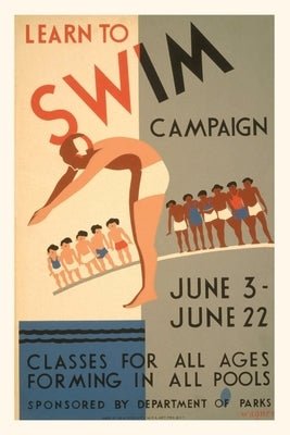 Vintage Journal Learn to Swim Poster by Found Image Press