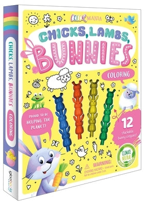 Chicks, Lambs, Bunnies Coloring Set: With 12 Stackable Crayons by Igloobooks