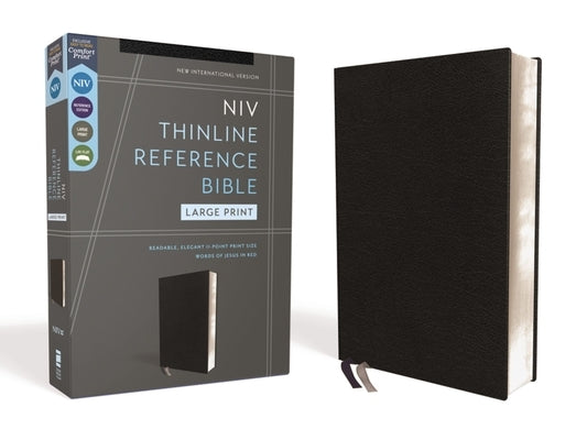 Niv, Thinline Reference Bible, Large Print, European Bonded Leather, Black, Red Letter, Comfort Print by Zondervan