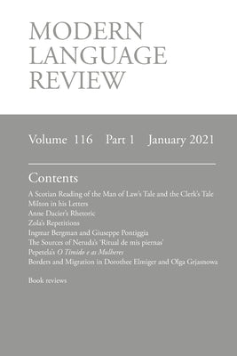 Modern Language Review (116: 1) January 2021 by Connon, Derek F.