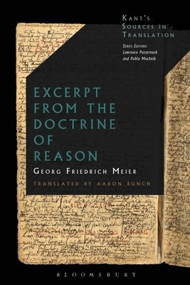 Excerpt from the Doctrine of Reason by Meier, Georg Friedrich