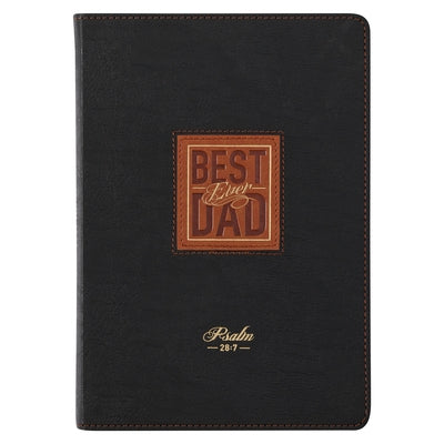 Classic Faux Leather Journal Best Dad Ever Black/Tan Flexcover Inspirational Notebook W/Ribbon Marker, 336 Lined Pages by Christian Art Gifts